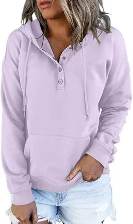 Dokotoo Womens 2025 Hoodies Button Collar Drawstring