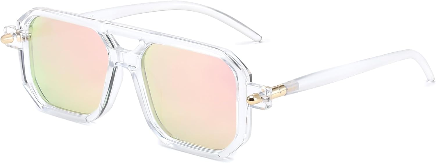 Vintage Flat Aviator Sunglasses for Women Men