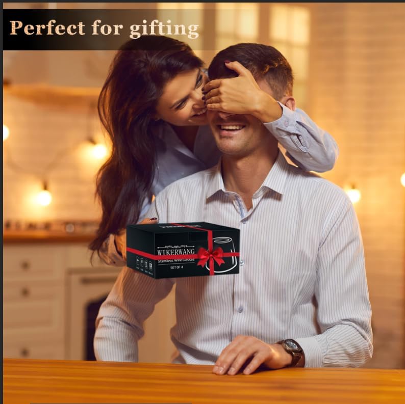 Stemless Wine Glasses Set of 4 for Daily Use