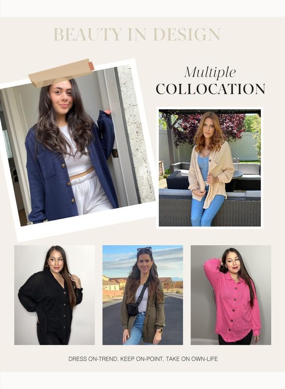 Dokotoo Womens Waffle Knit Shacket Jacket