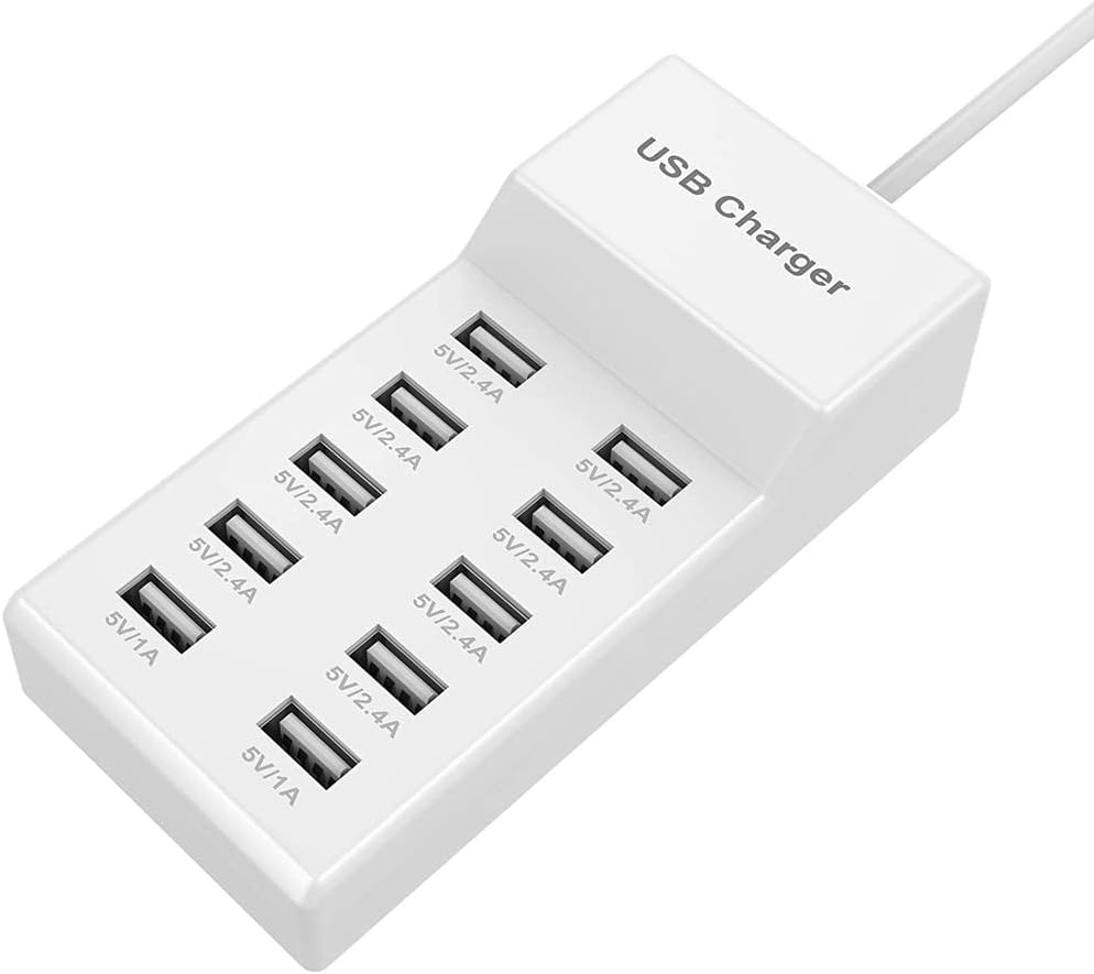 10-Port USB Wall Charger Station with Rapid Charging