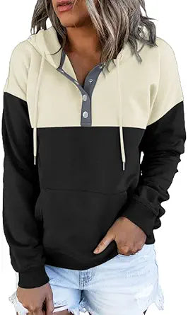 Dokotoo Womens 2025 Hoodies Button Collar Drawstring