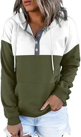 Dokotoo Womens 2025 Hoodies Button Collar Drawstring