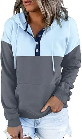 Dokotoo Womens 2025 Hoodies Button Collar Drawstring