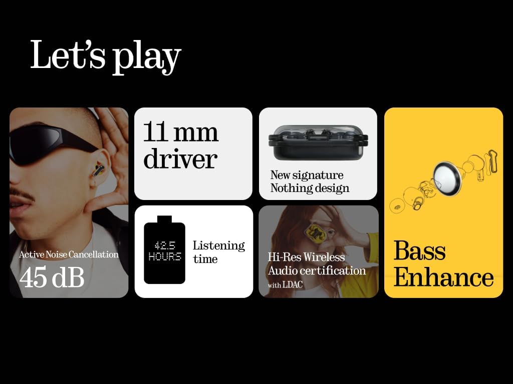 Nothing Ear Wireless Earbuds Hybrid Noise Cancelling Earbuds