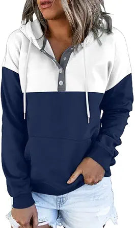 Dokotoo Womens 2025 Hoodies Button Collar Drawstring