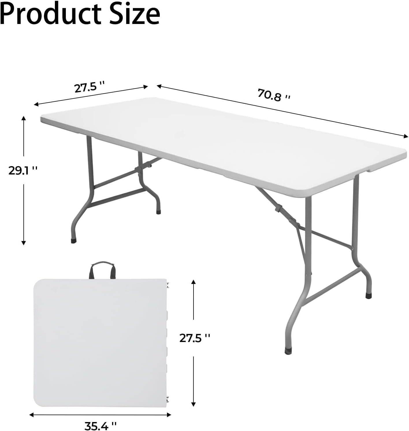 6ft Folding Table Plastic Fold in Half w/Handle Heavy Duty