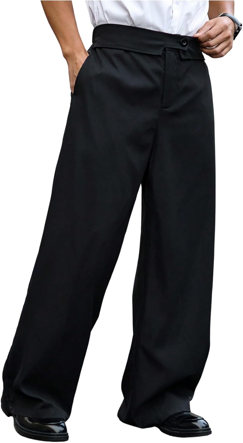 GORGLITTER Men's Casual Wide Leg Dress Pants