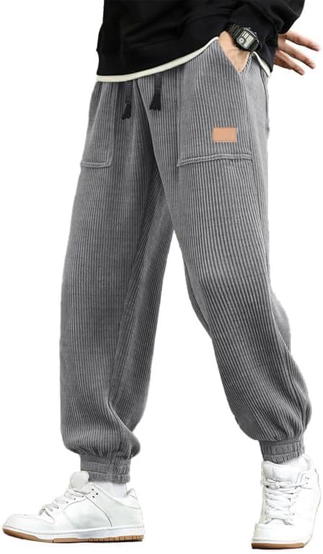JMIERR Mens Corduroy Joggers Pants Casual Cargo Pants