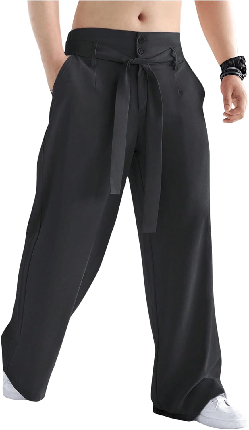 GORGLITTER Men's Casual Wide Leg Dress Pants