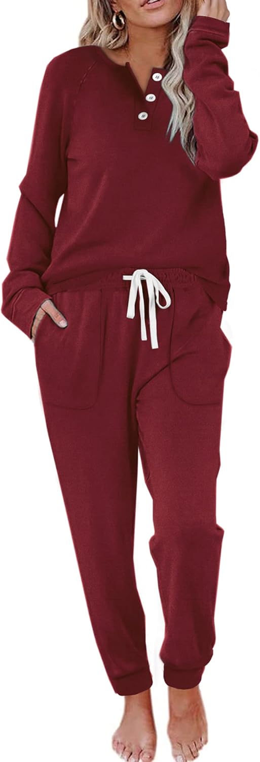 Button Down Sweatshirt and Sweatpants Set