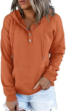 Dokotoo Womens 2025 Hoodies Button Collar Drawstring