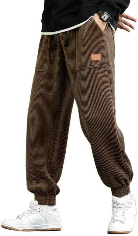 JMIERR Mens Corduroy Joggers Pants Casual Cargo Pants