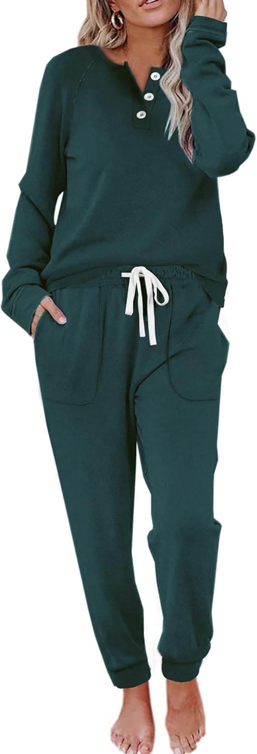 Button Down Sweatshirt and Sweatpants Set
