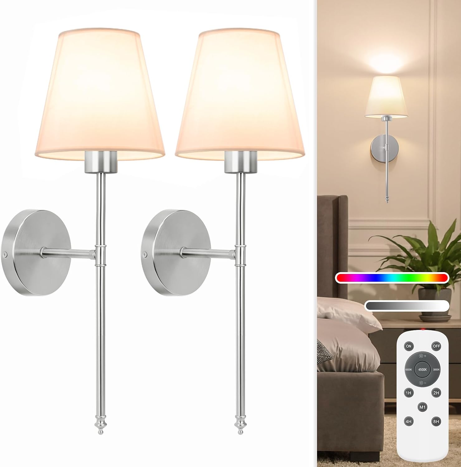 NIORSUN Battery Operated Wall Lamps for Bedroom