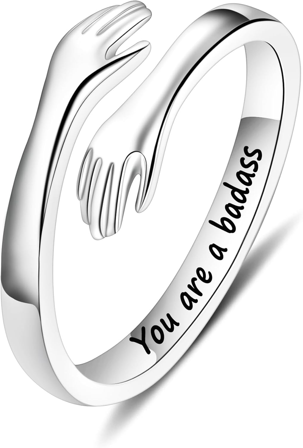 Yesteel S925 Sterling Silver Hug Ring for Women Teen Girls