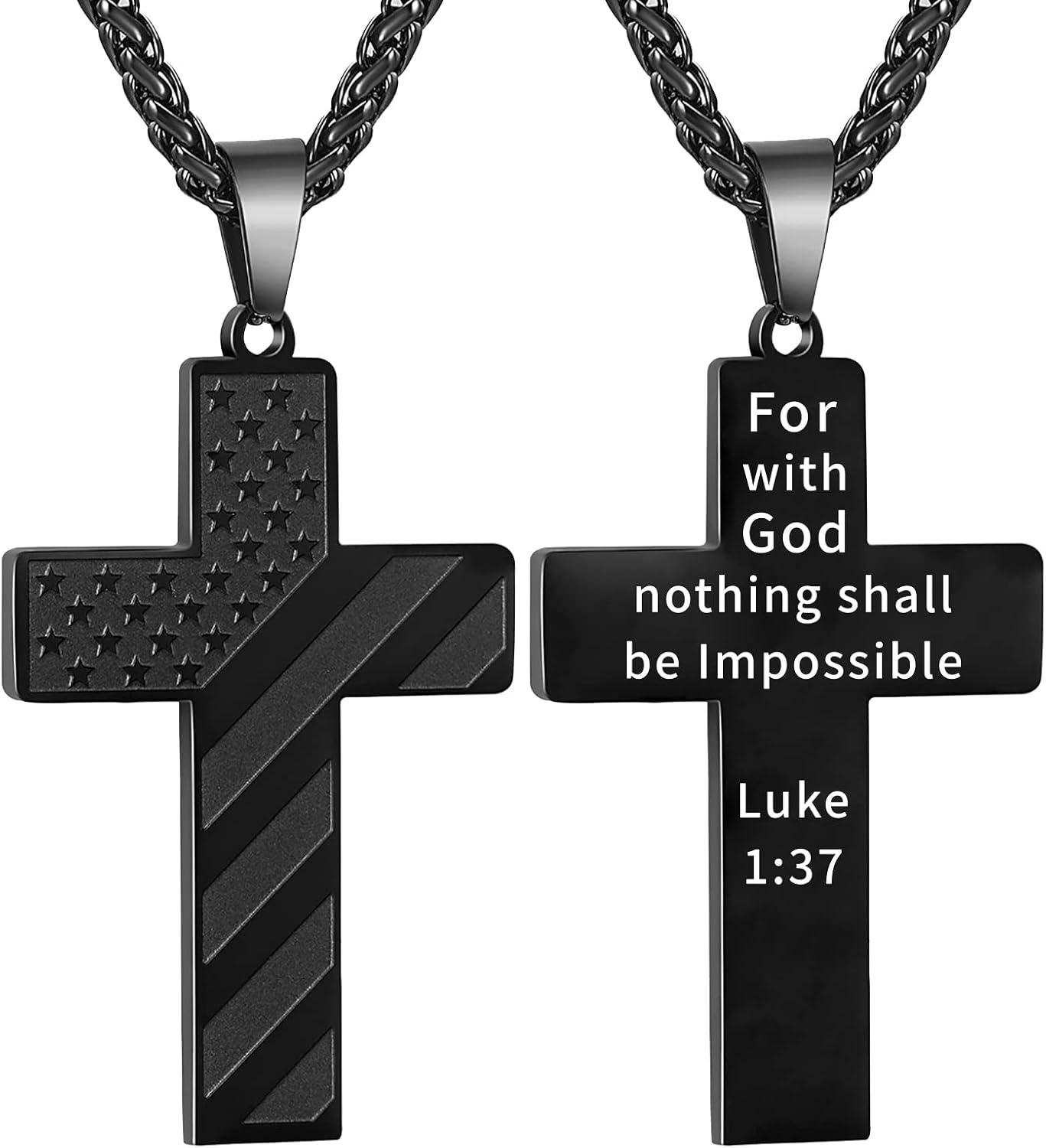 DuoDiner Cross Necklace Bible Verse Stainless Steel