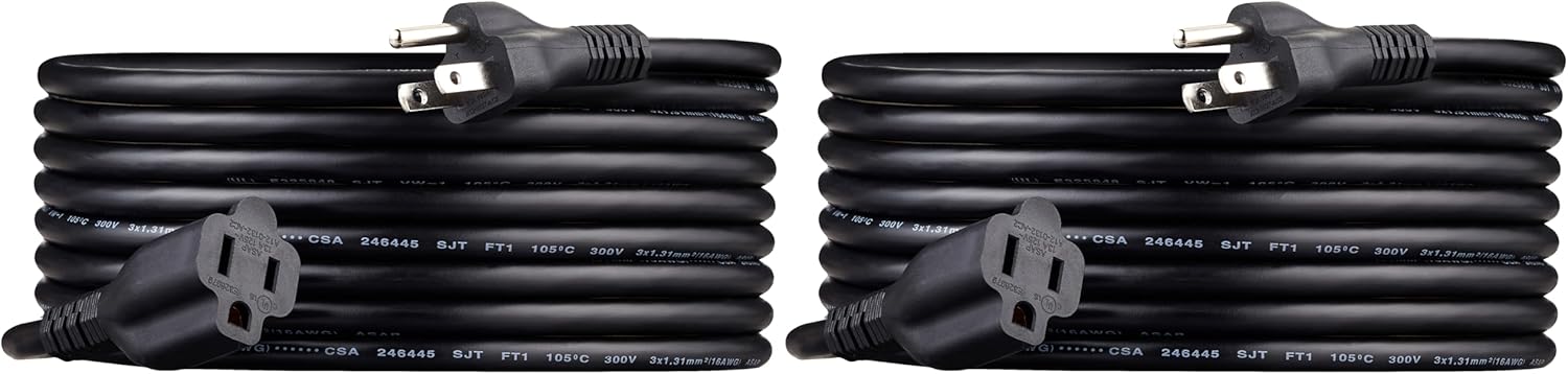 Extension Cord, 25 Ft, 3 Prong Outlet Extender