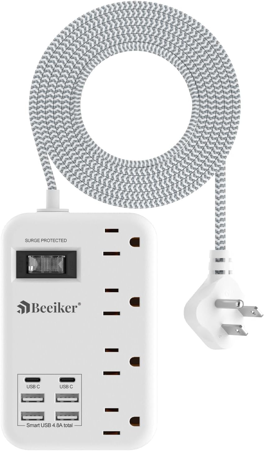 Purple Travel Power Strip 5Ft Lavender Extension Cord