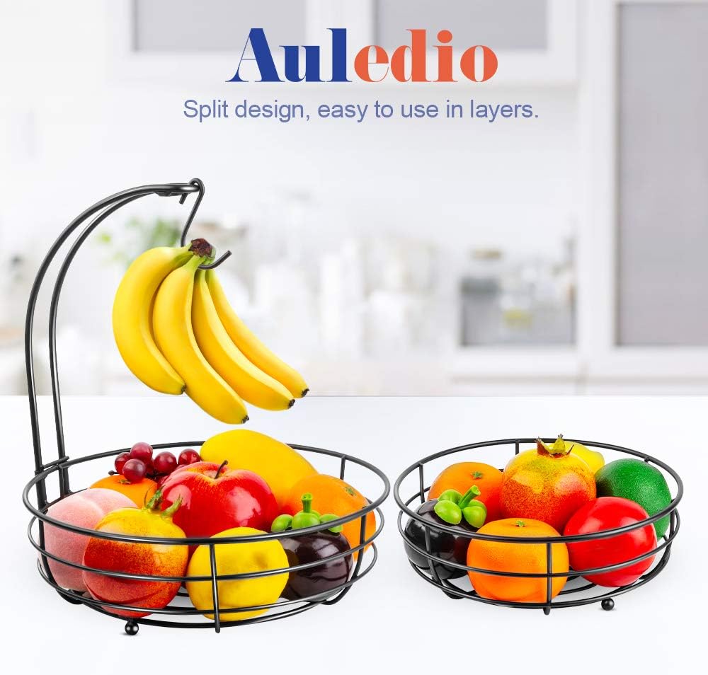 Auledio Iron 2-Tier Countertop Fruit Vegetables Basket Bowl