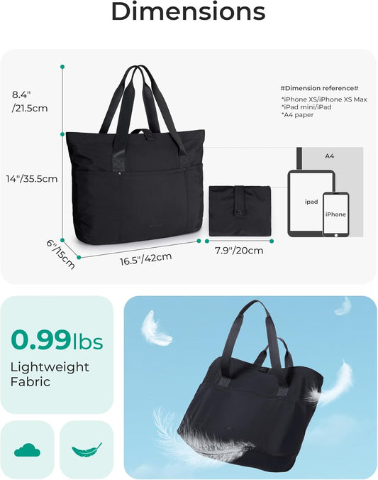 BAGSMART Foldable Tote Bag for Women – Large Travel & Work Handbag