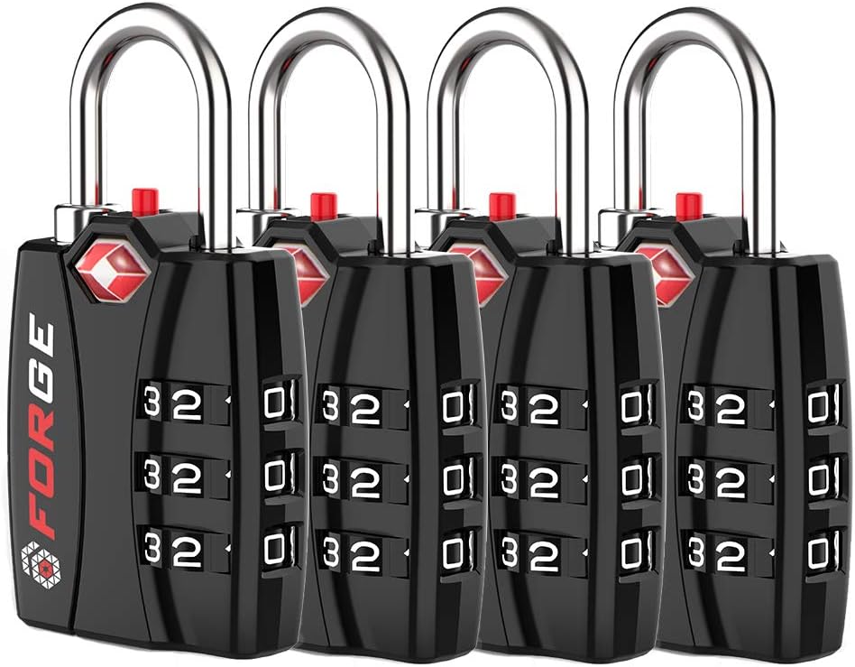 Forge Luggage Locks TSA Approved 6 Pack Black