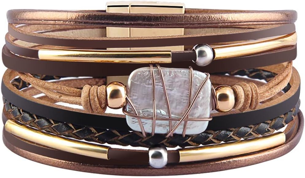 Fesciory Boho Leather Wrap Bracelet Women