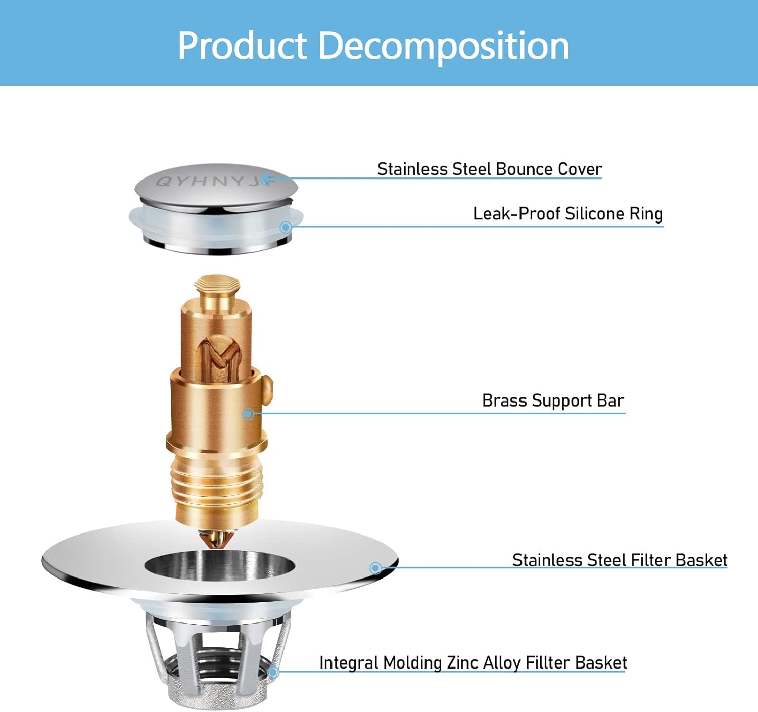 Bathroom Sink Stopper with Hair Catcher