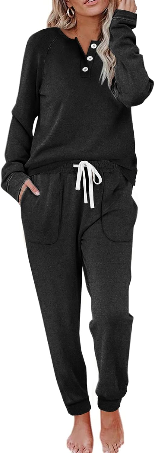 Button Down Sweatshirt and Sweatpants Set