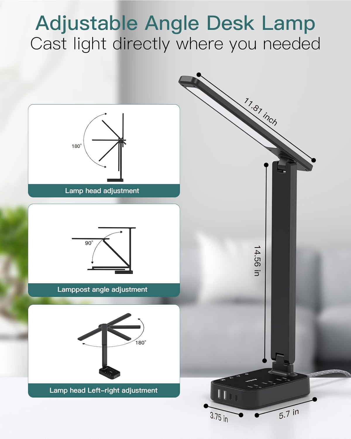 Addtam LED Desk Lamp – Touch, 4 Modes