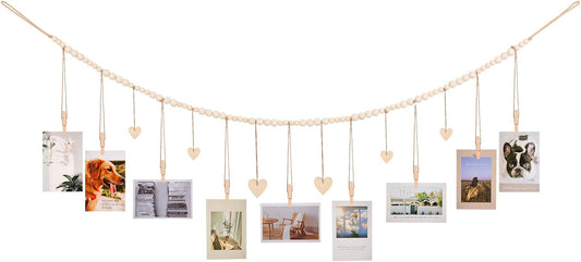 Hanging Photo Display with Clips 9 Wood Clips