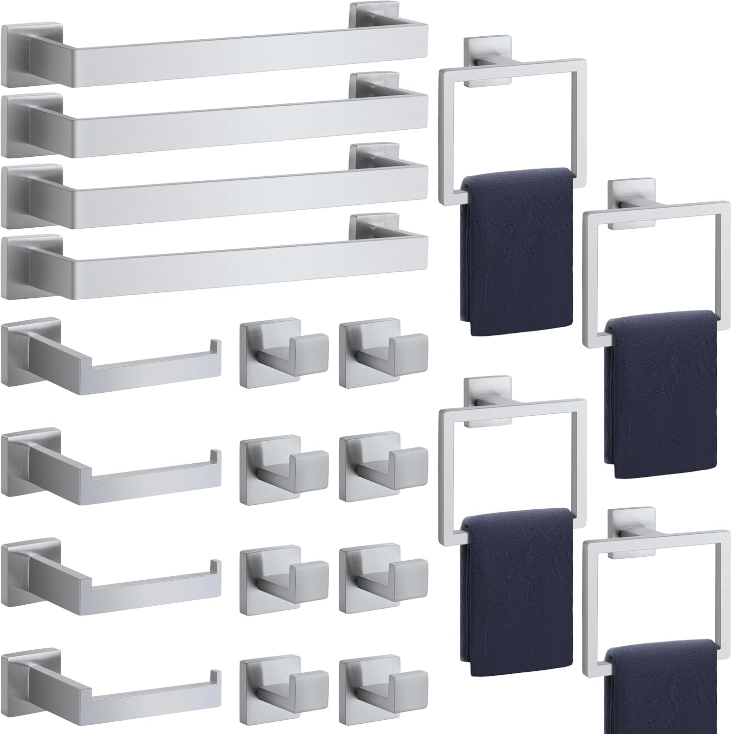 5-Pieces Matte Black Bathroom Hardware Accessories Set