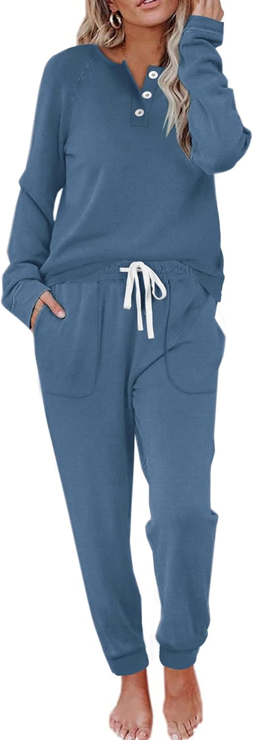 Button Down Sweatshirt and Sweatpants Set