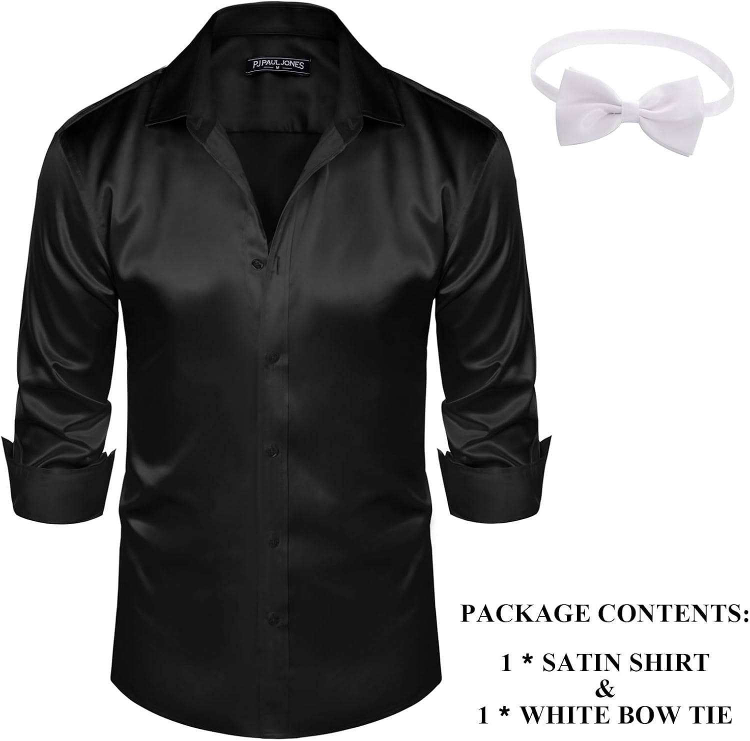 PJ PAUL JONES Men's Shiny Satin Dress Shirts