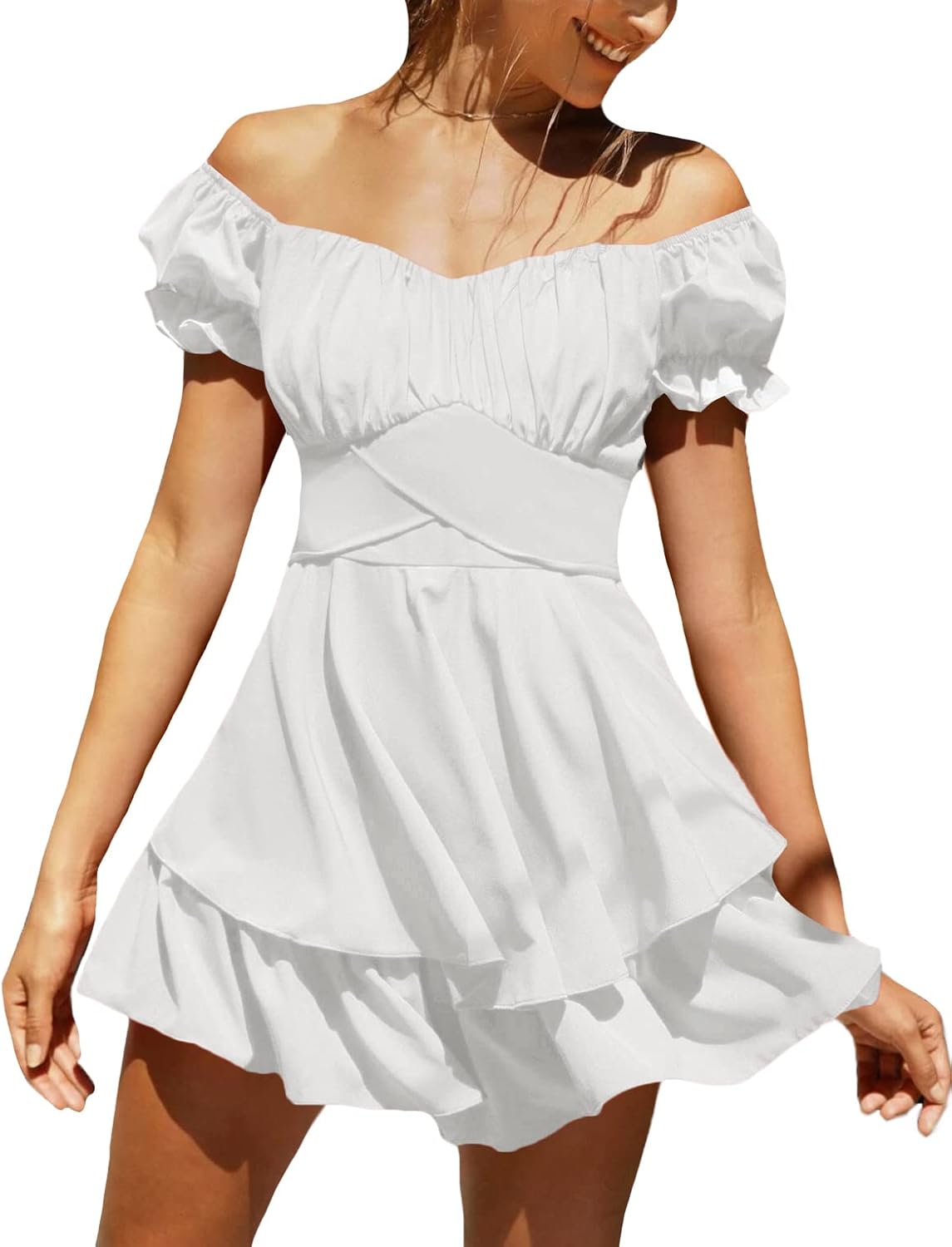 LYANER Women's Tie Back Off Shoulder Wrap Layer