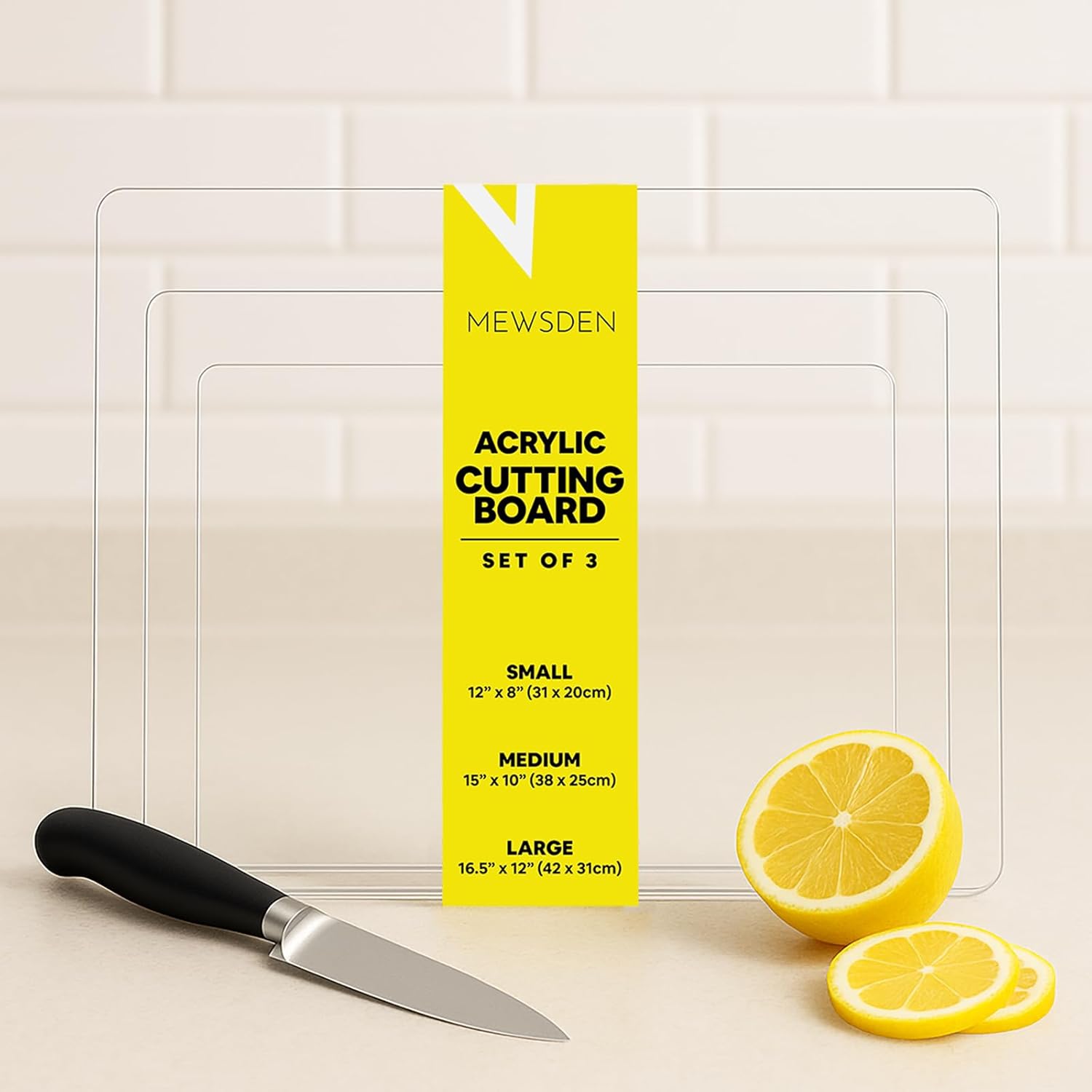 Acrylic Cutting Board with Counter Lip