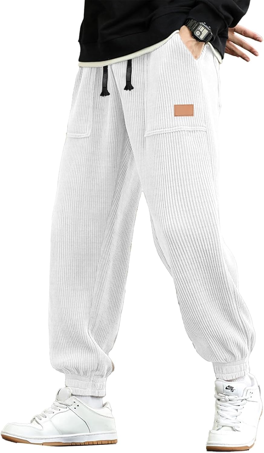 JMIERR Mens Corduroy Joggers Pants Casual Cargo Pants