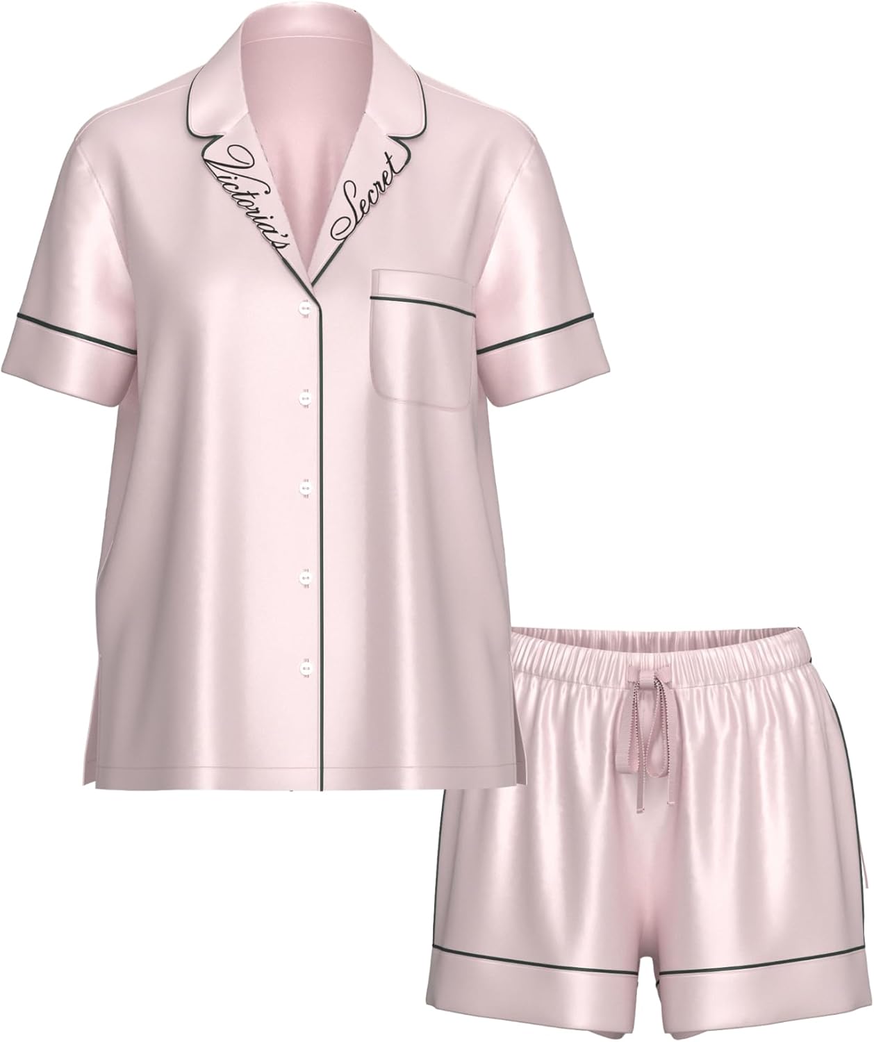 Victoria's Secret Satin Pajama Set Short Sleeve Button Down