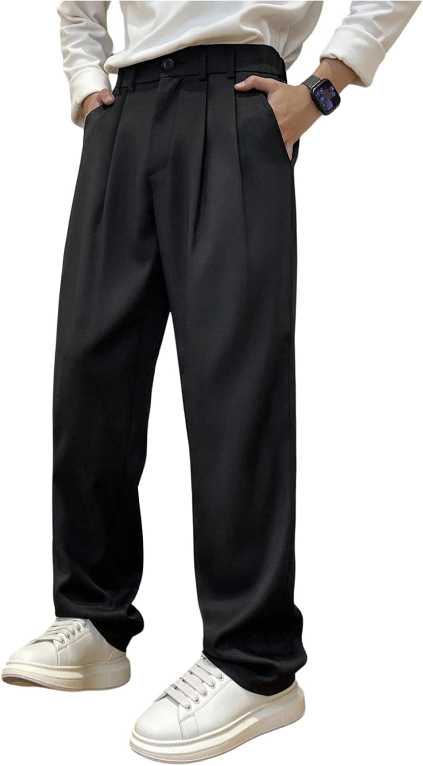 GORGLITTER Men's Casual Wide Leg Dress Pants