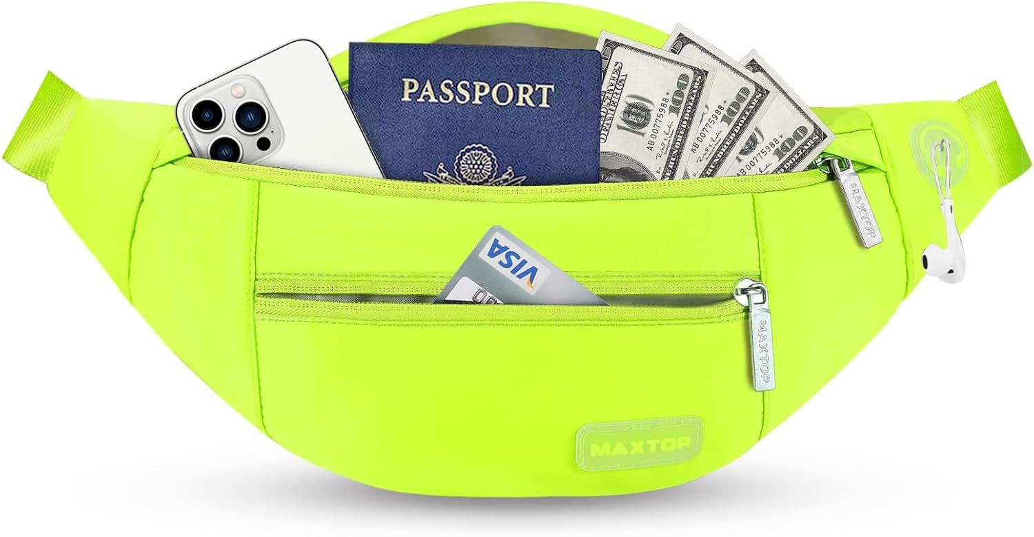 MAXTOP Large Crossbody Fanny Pack with 4-Zipper Pockets