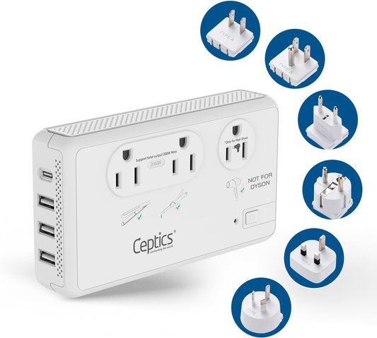 Ceptics Travel Voltage Converter for Hair Dryer