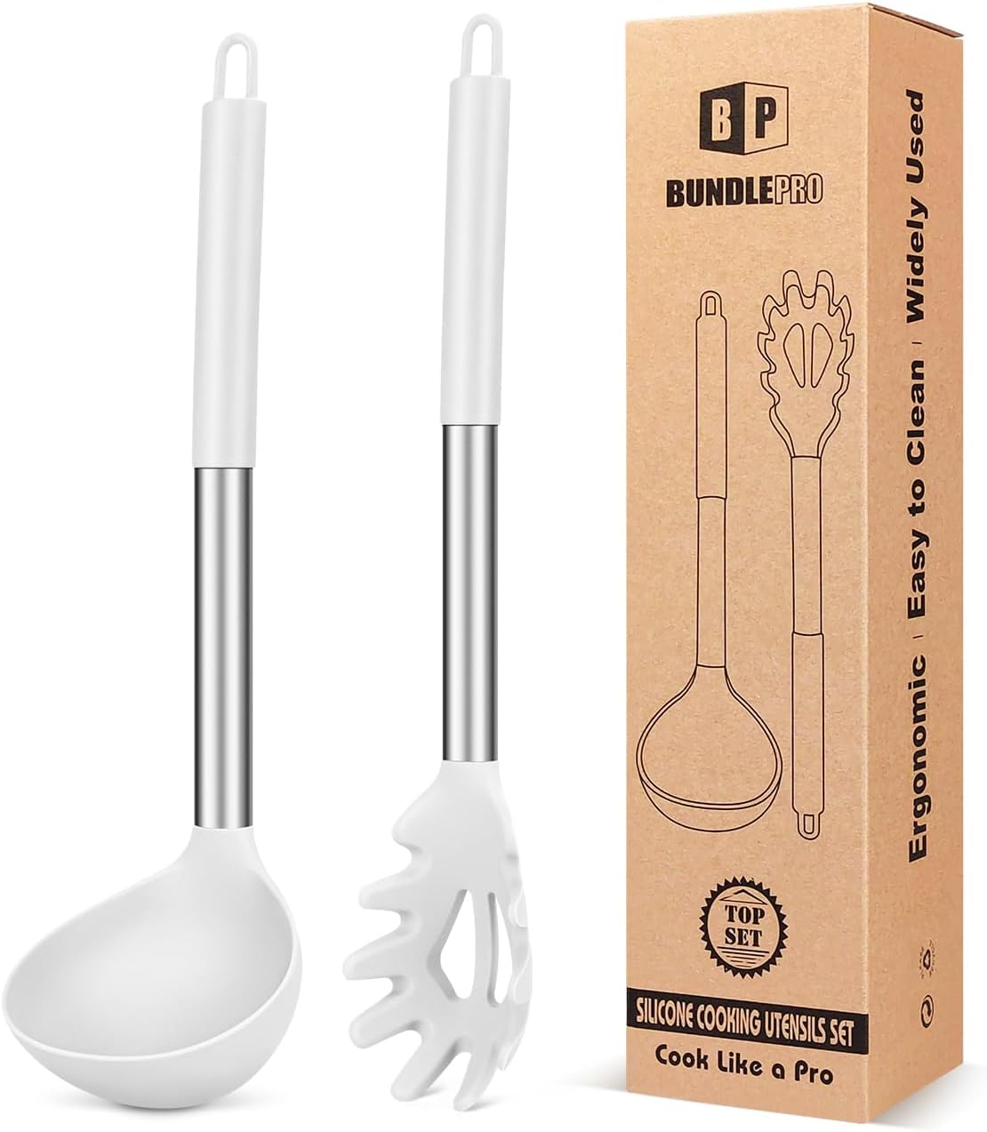 Silicone Pasta Fork and Ladle Spoon Set