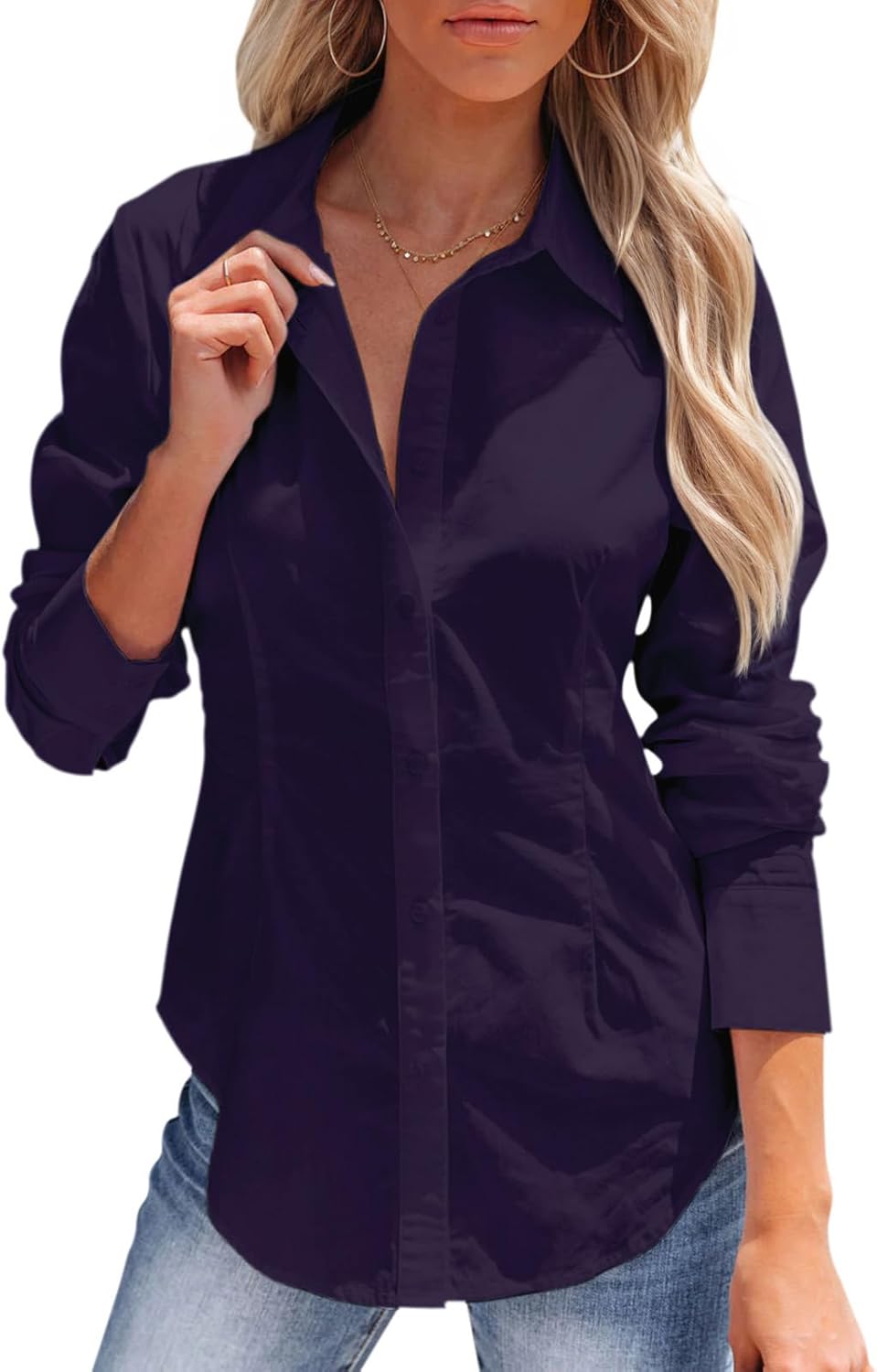Siliteelon Women’s Long Sleeve Dress Shirt