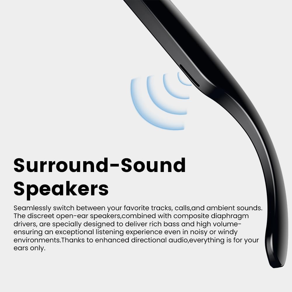 Smart Camera Glasses with 5MP Ultra-Wide Camera