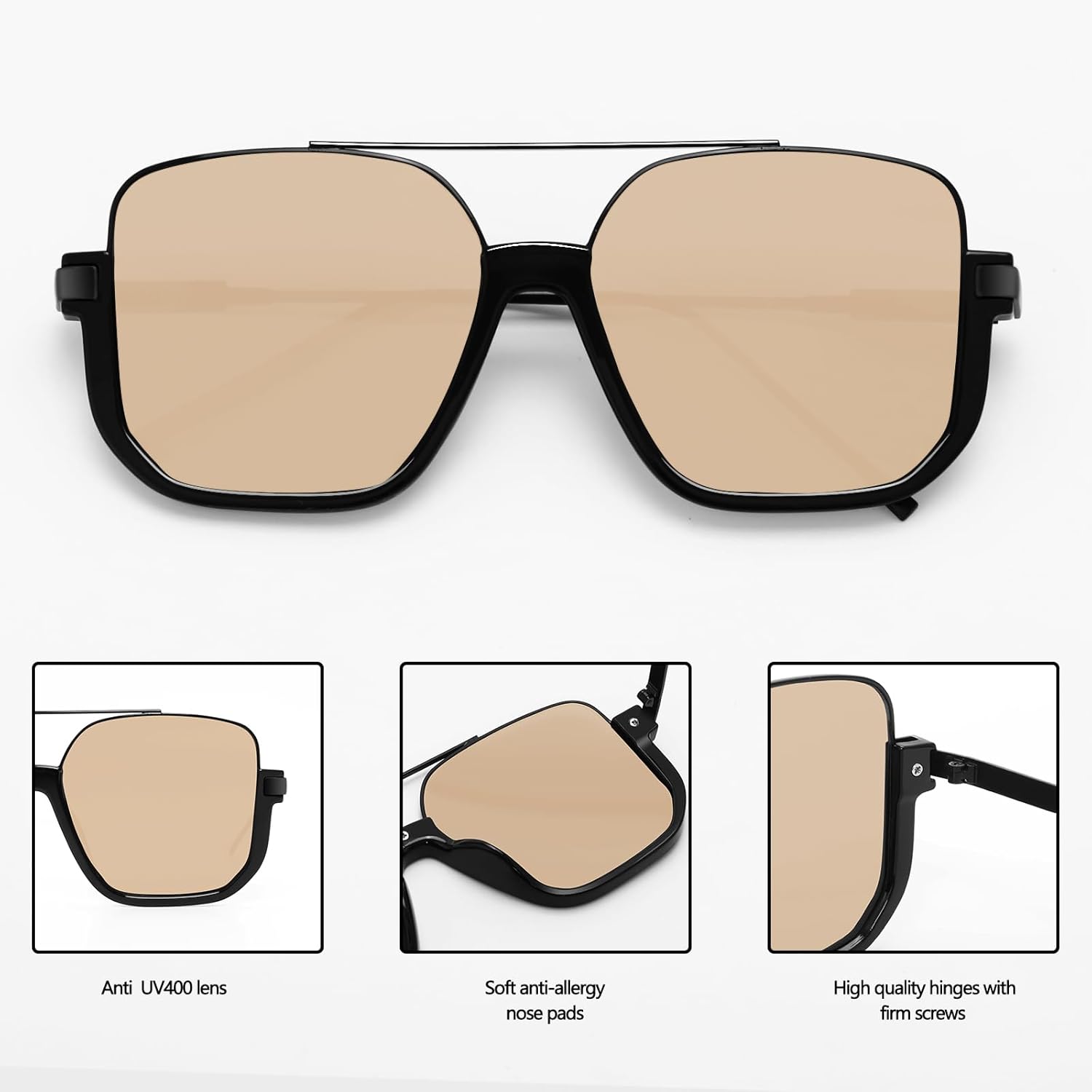 Retro Oversized Aviator Sunglasses for Women Men