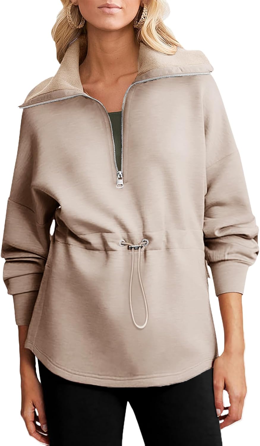 Dokotoo Womens Sweatshirt Oversized Half Zip