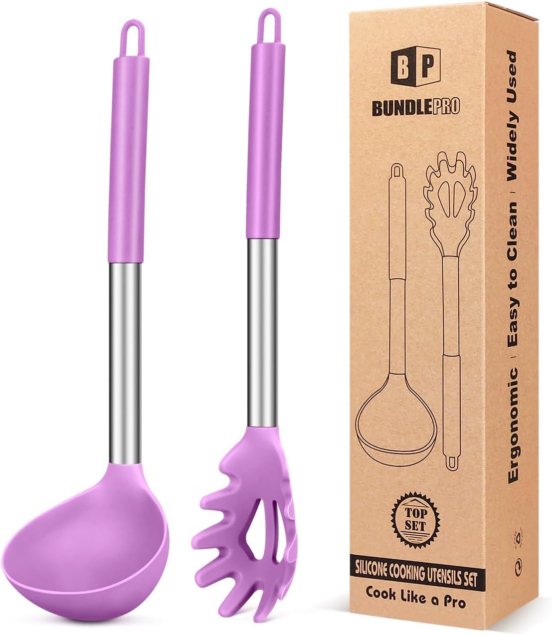 Silicone Pasta Fork and Ladle Spoon Set