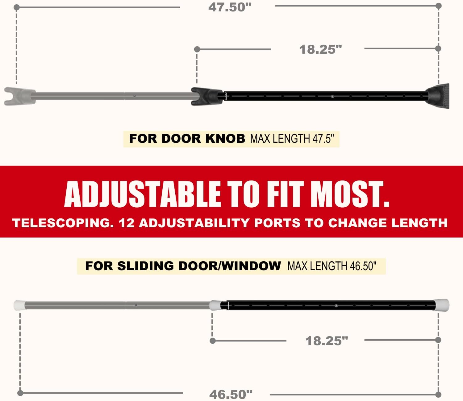 SECURITYMAN 2-in-1 Door Security Bar