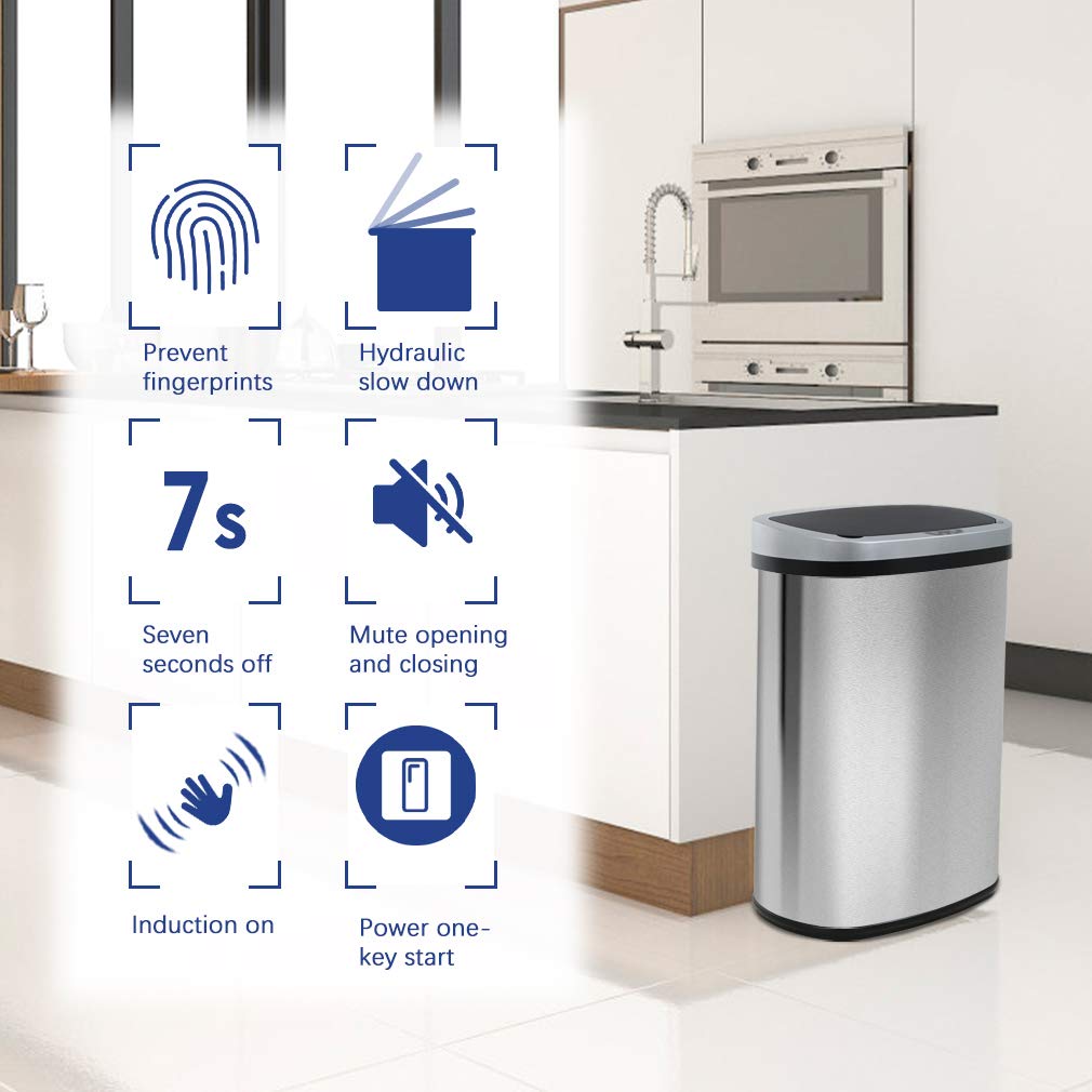 Kitchen Trash Can Automatic Stainless Steel