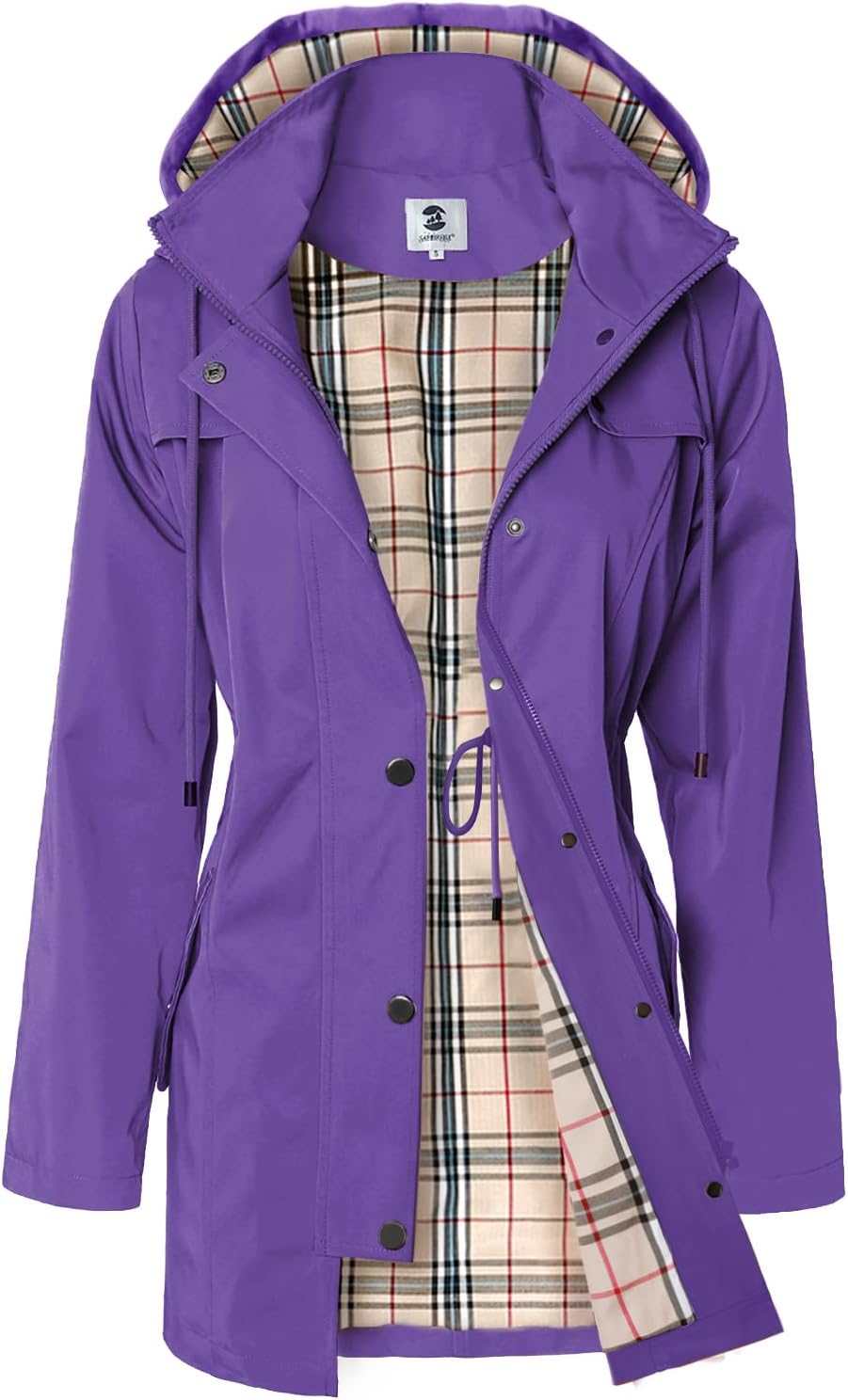 SaphiRose Women's Long Hooded Rain Jacket